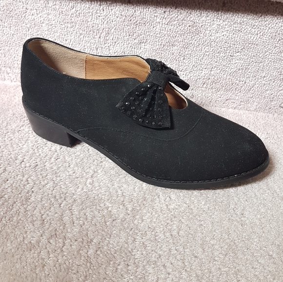 Shellys London Black Suede Bow Shoes - Picture 3 of 9